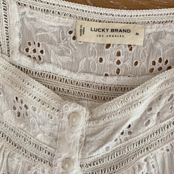 (New!!) LUCKY BRAND eyelet crop babydoll style top MED - Picture 8 of 14